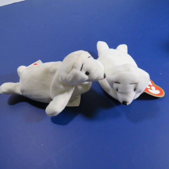 Seymour white seals ty beanie babies (1) large (2) small stuffed Animal plush - Picture 11 of 15